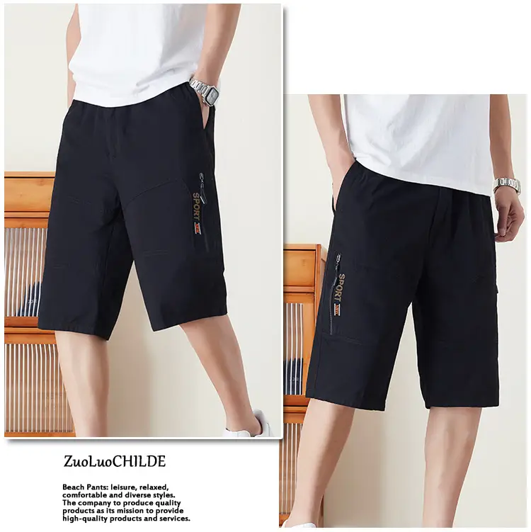 Men's Olive Green Multi-Pocket Shorts Summer Work Pants — feature 10