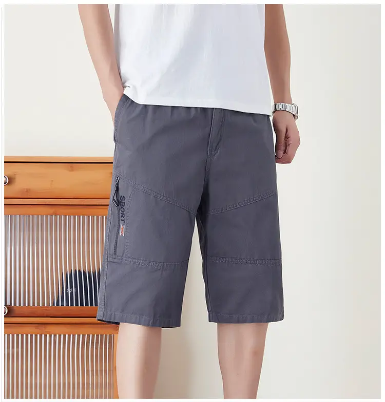 Men's Olive Green Multi-Pocket Shorts Summer Work Pants — feature 11