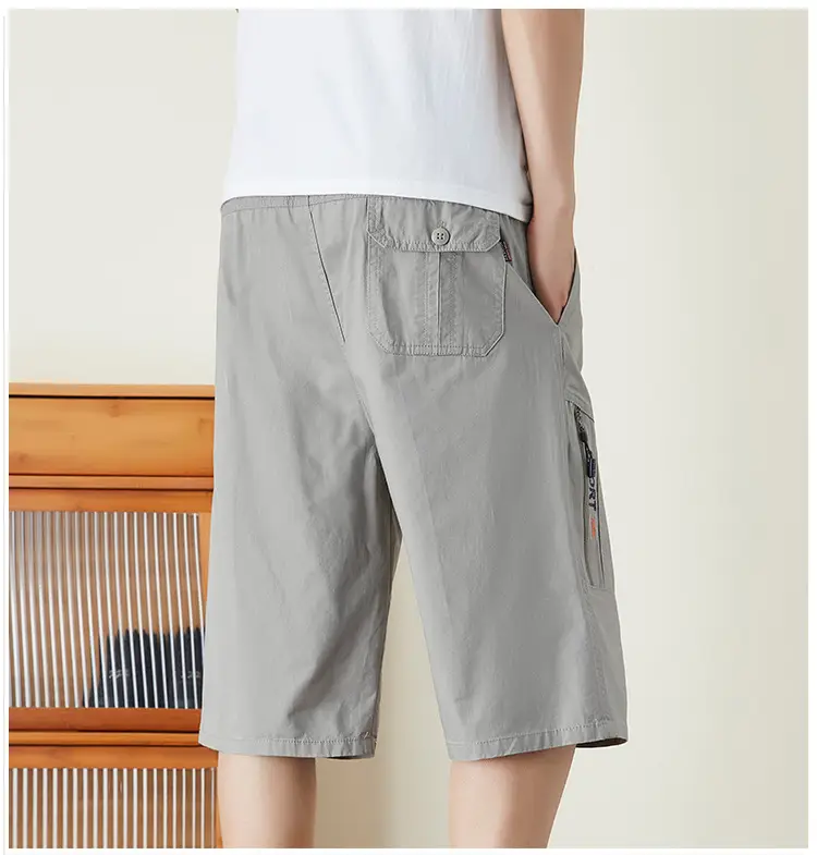 Men's Olive Green Multi-Pocket Shorts Summer Work Pants — feature 13