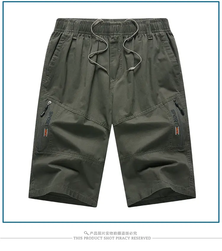 Men's Olive Green Multi-Pocket Shorts Summer Work Pants — feature 15
