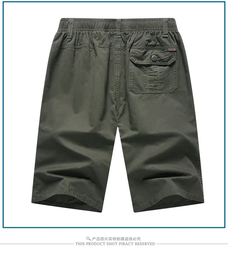 Men's Olive Green Multi-Pocket Shorts Summer Work Pants — feature 16