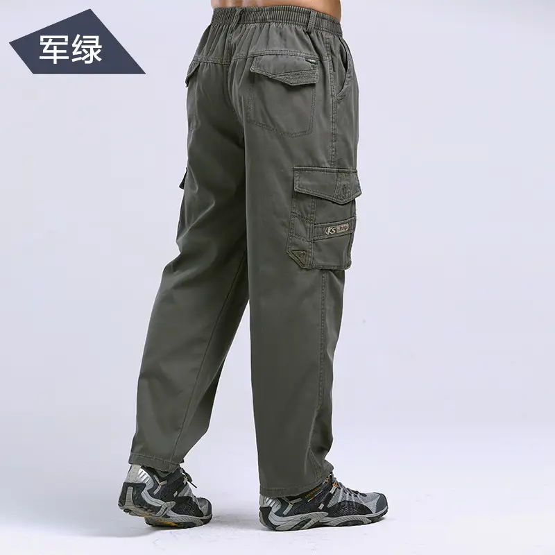 Men's Army Green Thick Thin Sports Pants Plus Size - Image 7