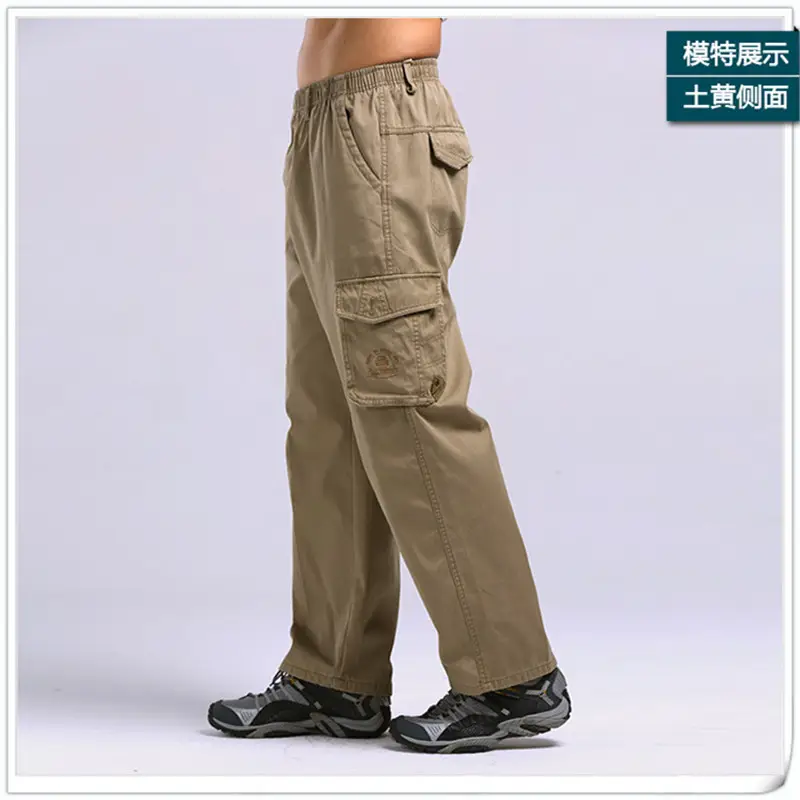 Men's Army Green Thick Thin Sports Pants Plus Size - Image 9