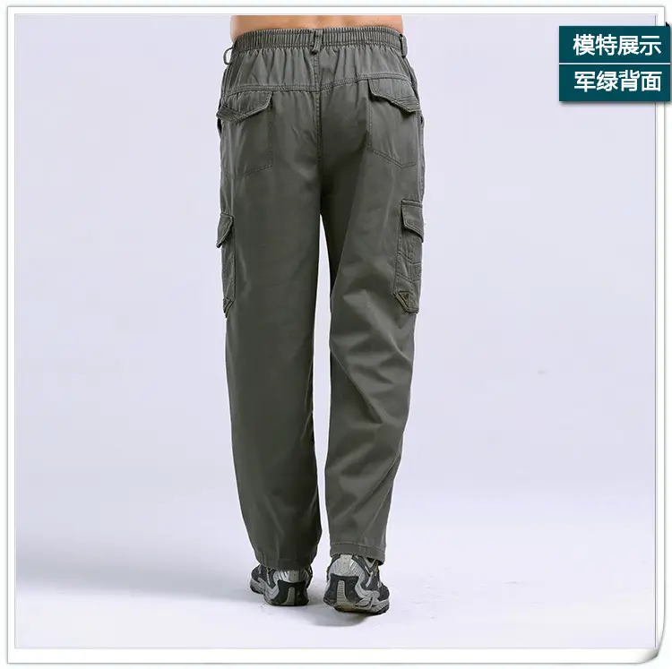 Men's Army Green Thick Thin Sports Pants Plus Size — feature 5