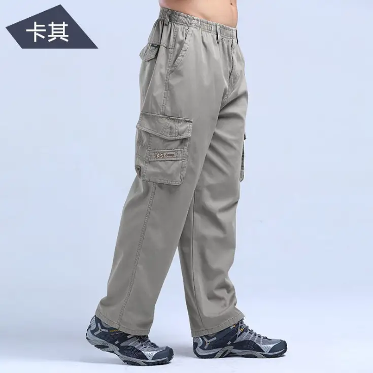 Men's Army Green Thick Thin Sports Pants Plus Size - Image 3