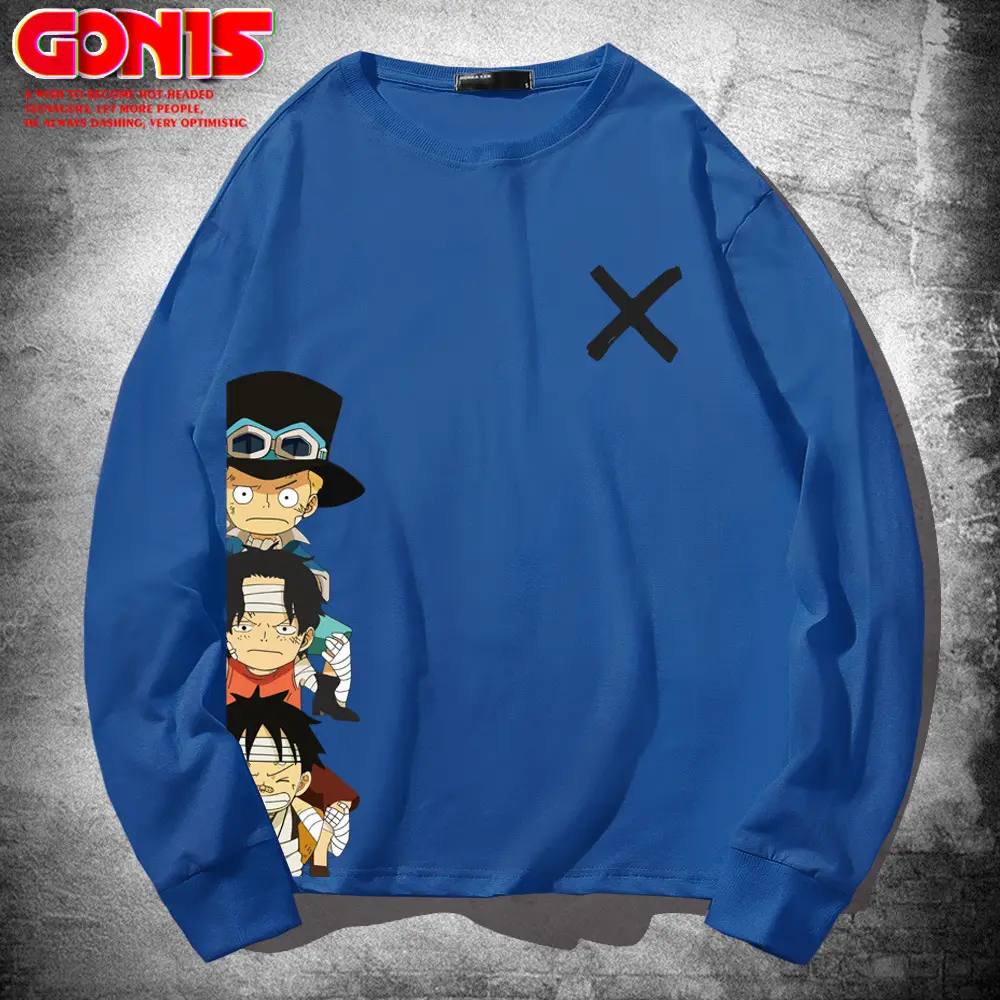 One Piece Long Sleeve T-Shirt White Anime Print - Image 14