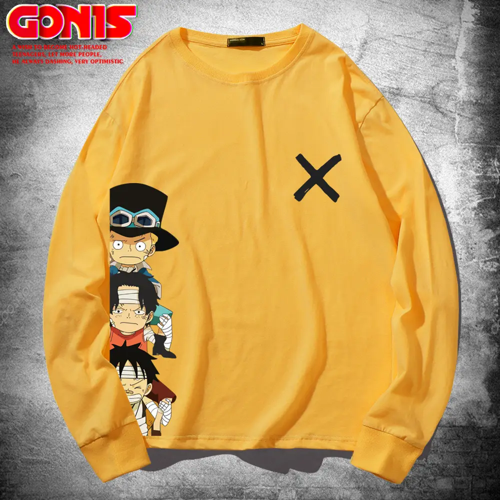 One Piece Long Sleeve T-Shirt White Anime Print - Image 3