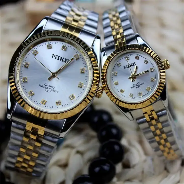 Mens Steel Watch Pair Silver Dial Waterproof Quartz - Image 2