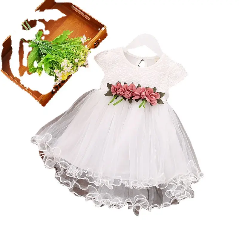 Girls Yellow Tulle Floral Dress One Piece Baby Crawling Outfit - Image 7