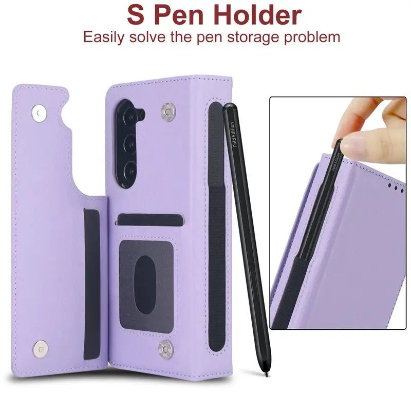 Samsung Z Fold7 Leather Multi-Function Case with Pen Slot