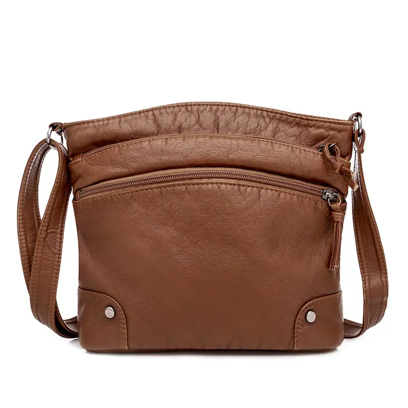 Black Leather Women's Shoulder Bag Retro Korean Style