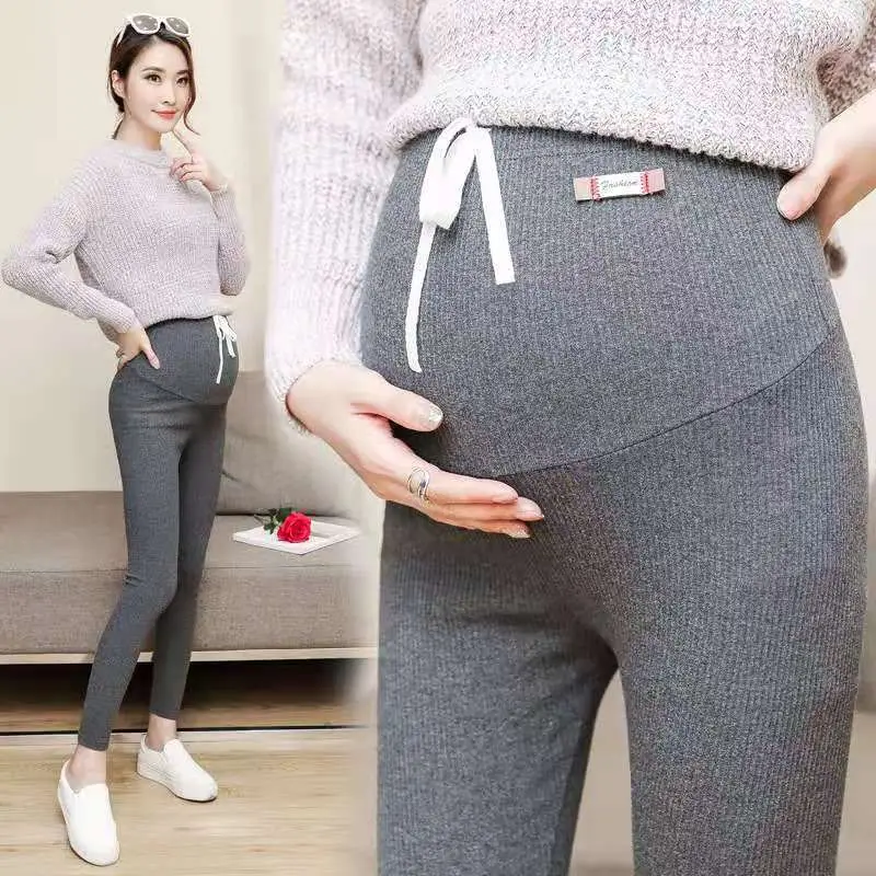 Maternity Leggings Ribbed Spring Fall Thin - Image 15