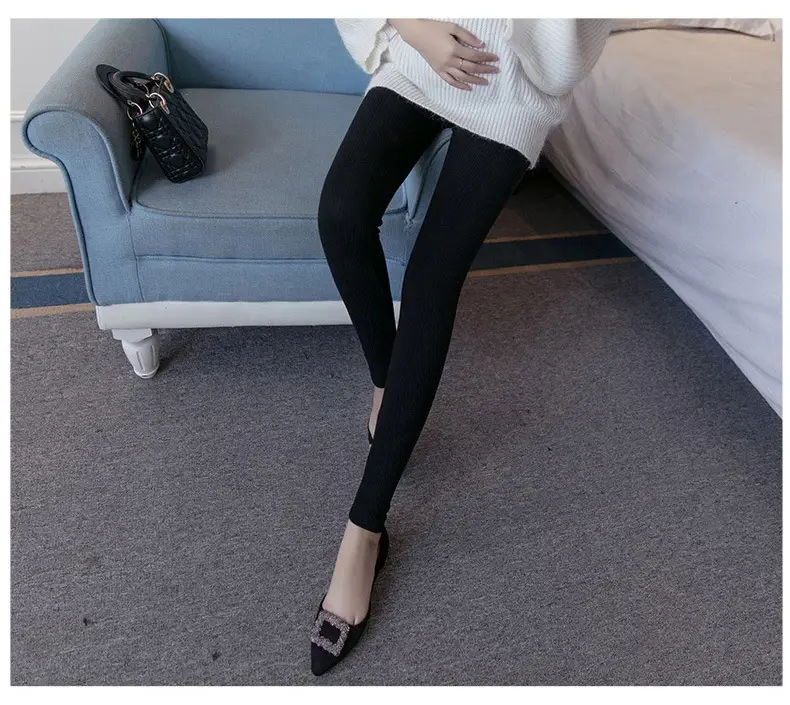 Maternity Leggings Ribbed Spring Fall Thin — feature 16