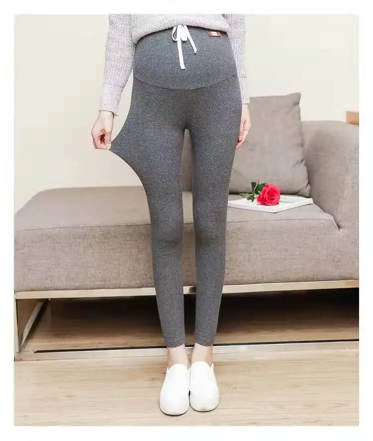 Maternity Leggings Ribbed Spring Fall Thin - Image 11