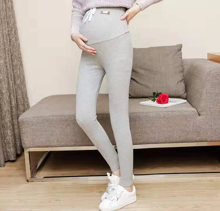 Maternity Leggings Ribbed Spring Fall Thin - Image 12
