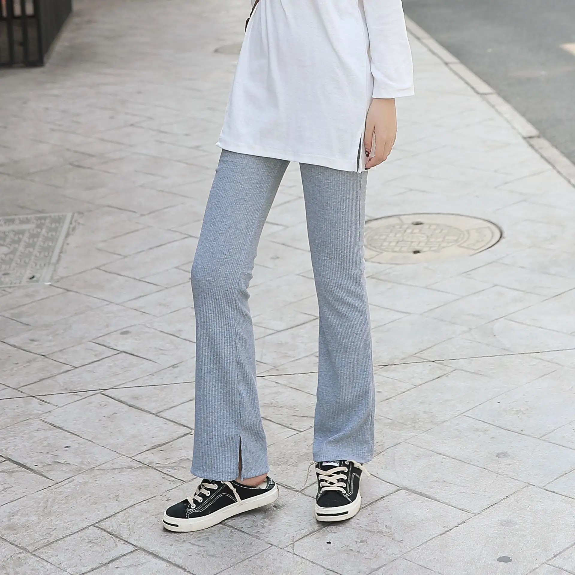 Japanese Rib Split Leggings Casual Summer Loose Trousers - Image 15