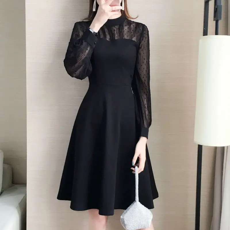 Black Lace A-Line Skirt for Women Large Size