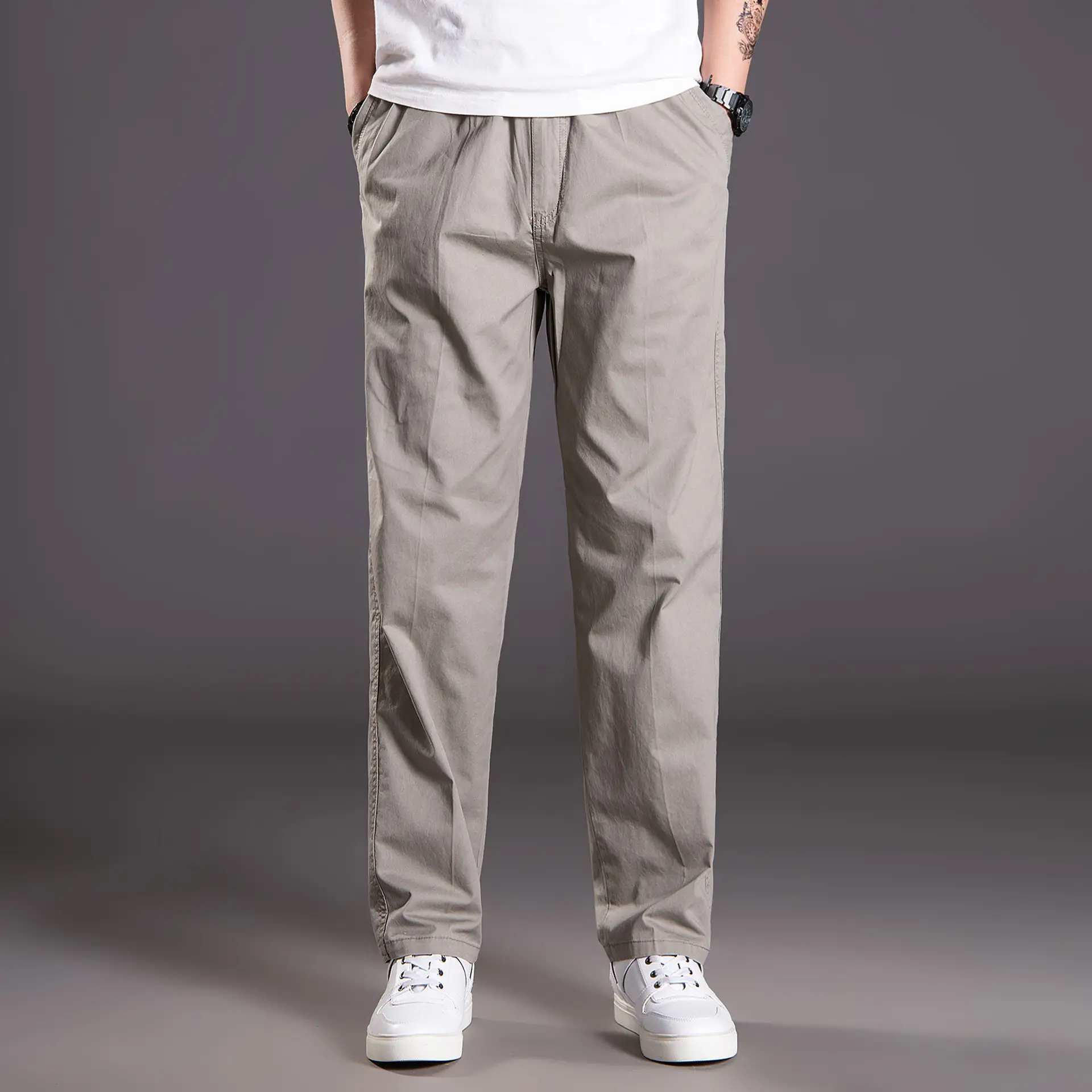 Men's Grey Thin Casual Pants 2023 Spring Summer - Image 6