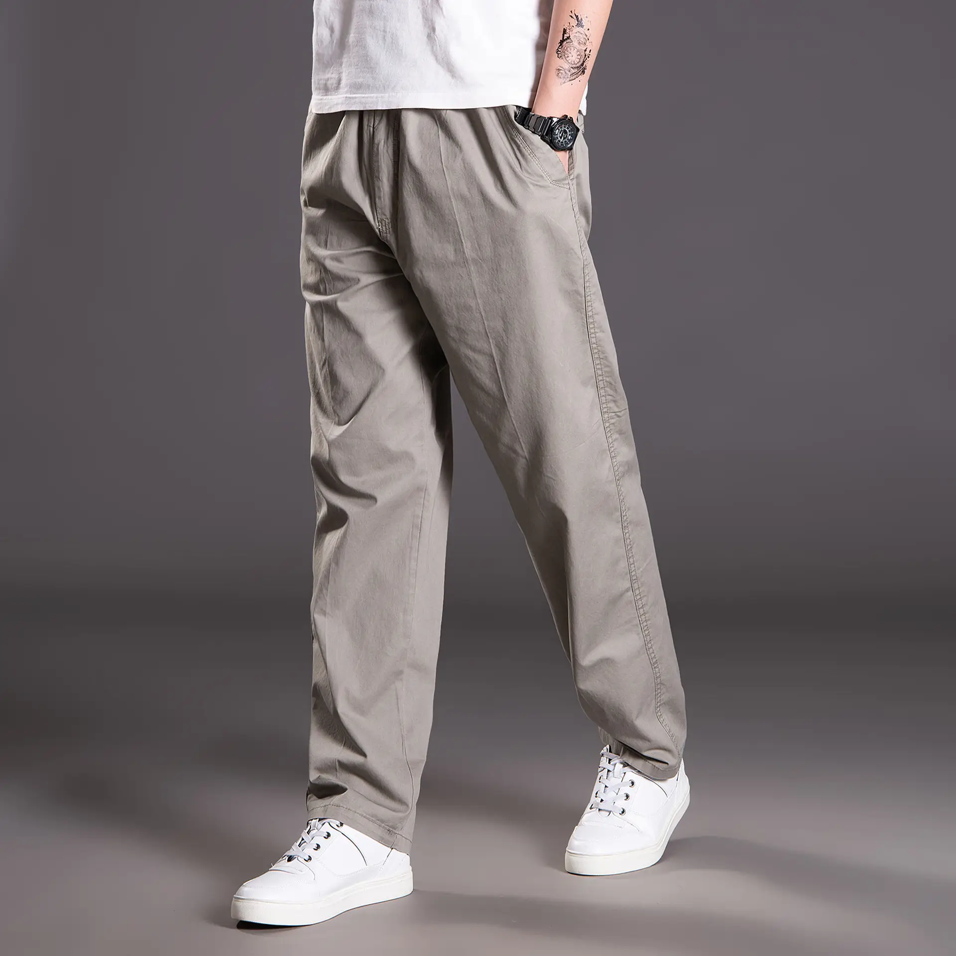 Men's Grey Thin Casual Pants 2023 Spring Summer - Image 7