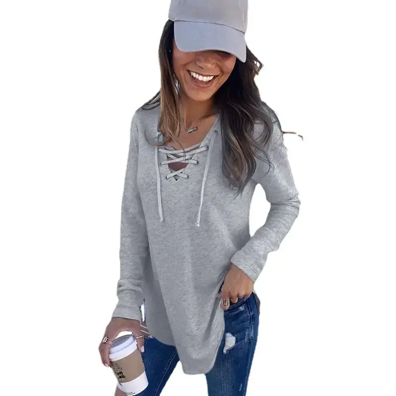 Women's Black V Neck Strap Top T-Shirt 2024 - Image 8