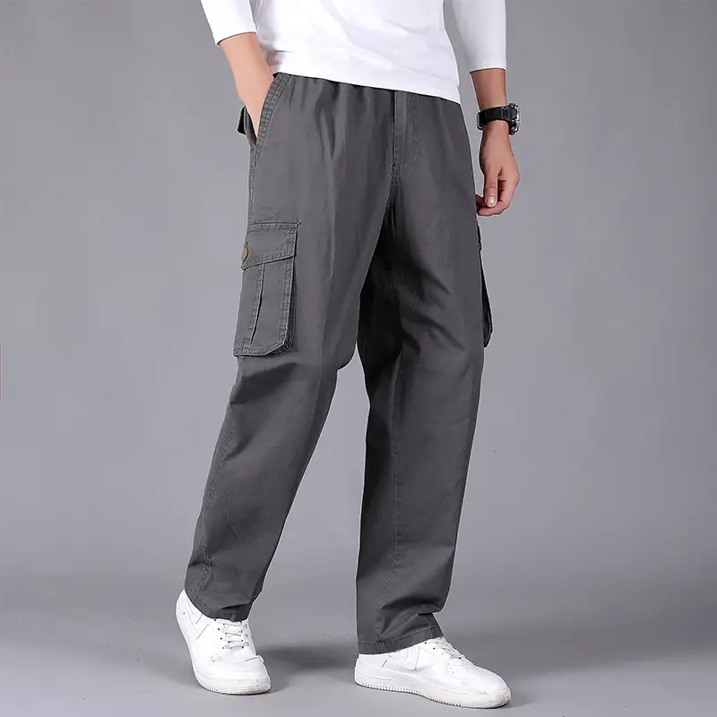 Men's New Casual Pants Grey Medium Cargo Pocket - Image 9