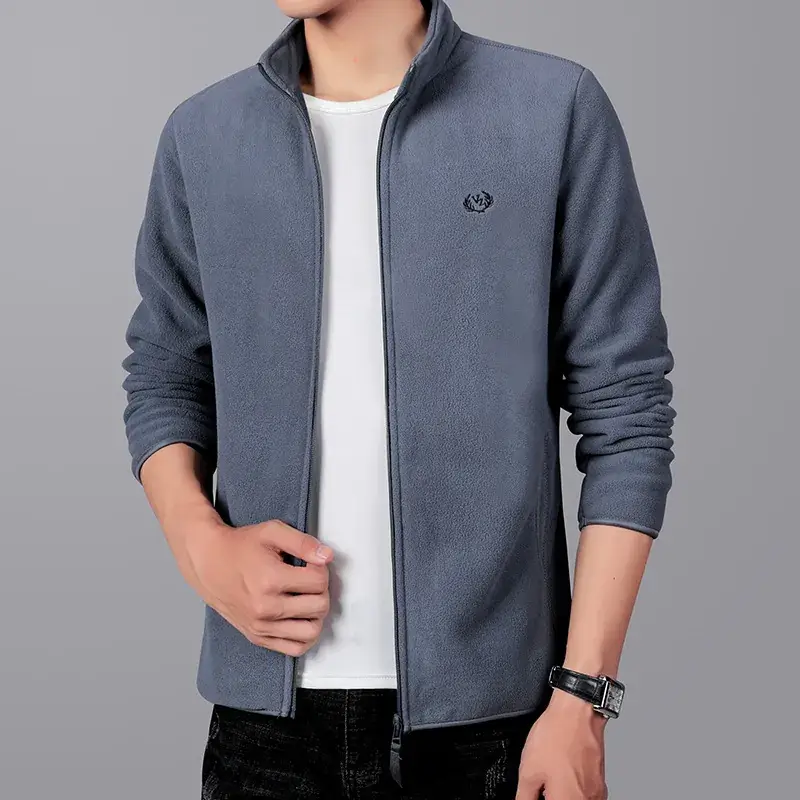 Men's Maroon Fleece Collar Jacket with Zip Front - Image 2