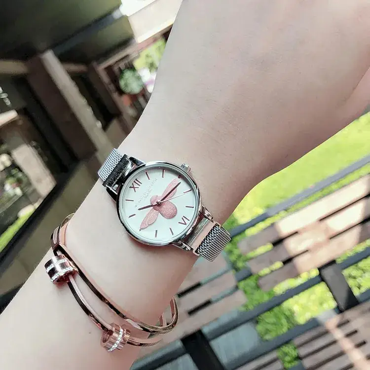 Women's Bee Design Watch Rose Gold Mesh Belt