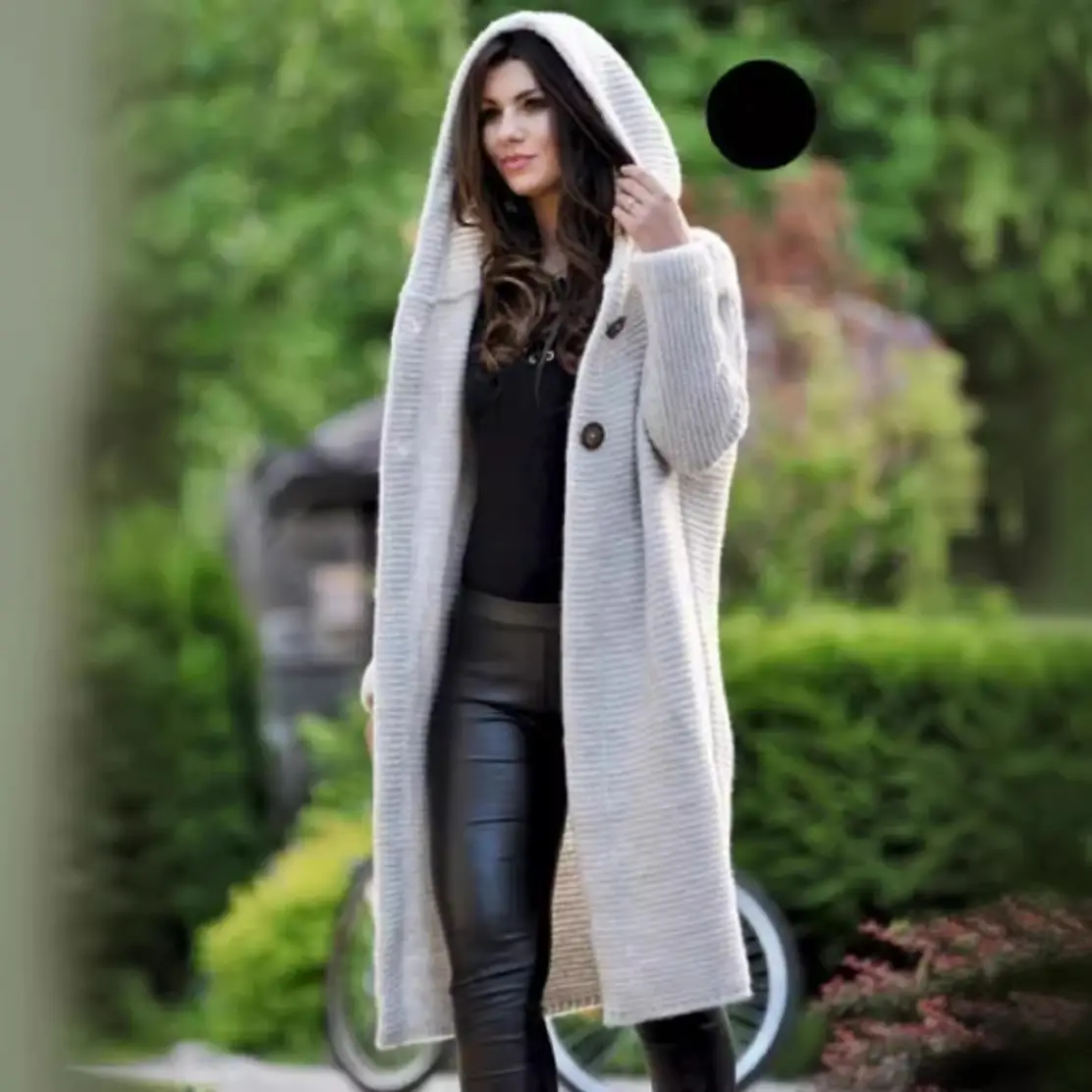 Red Knitted Long Coat for Women Large Size - Image 12