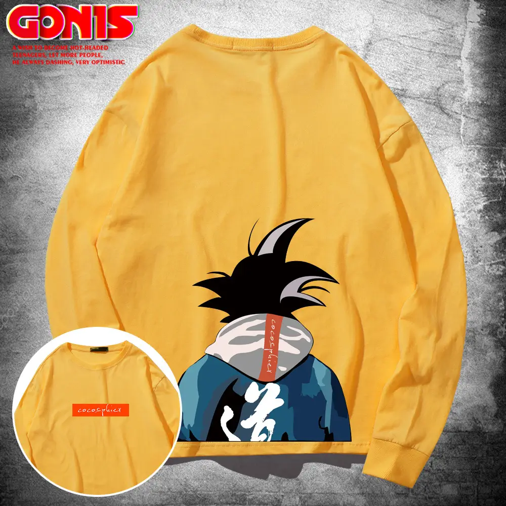 Men Long Sleeve T-Shirt Dragon Ball Graphic Yellow Cotton - Image 12