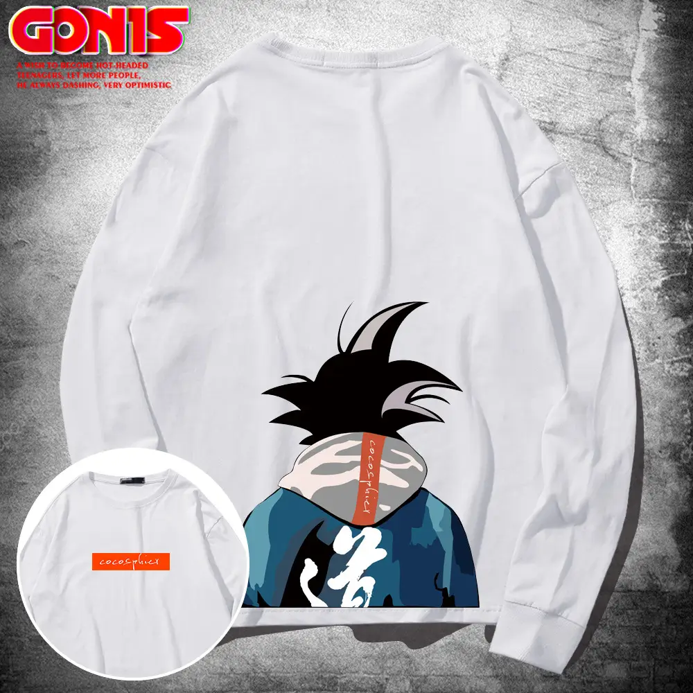 Men Long Sleeve T-Shirt Dragon Ball Graphic Yellow Cotton - Image 2
