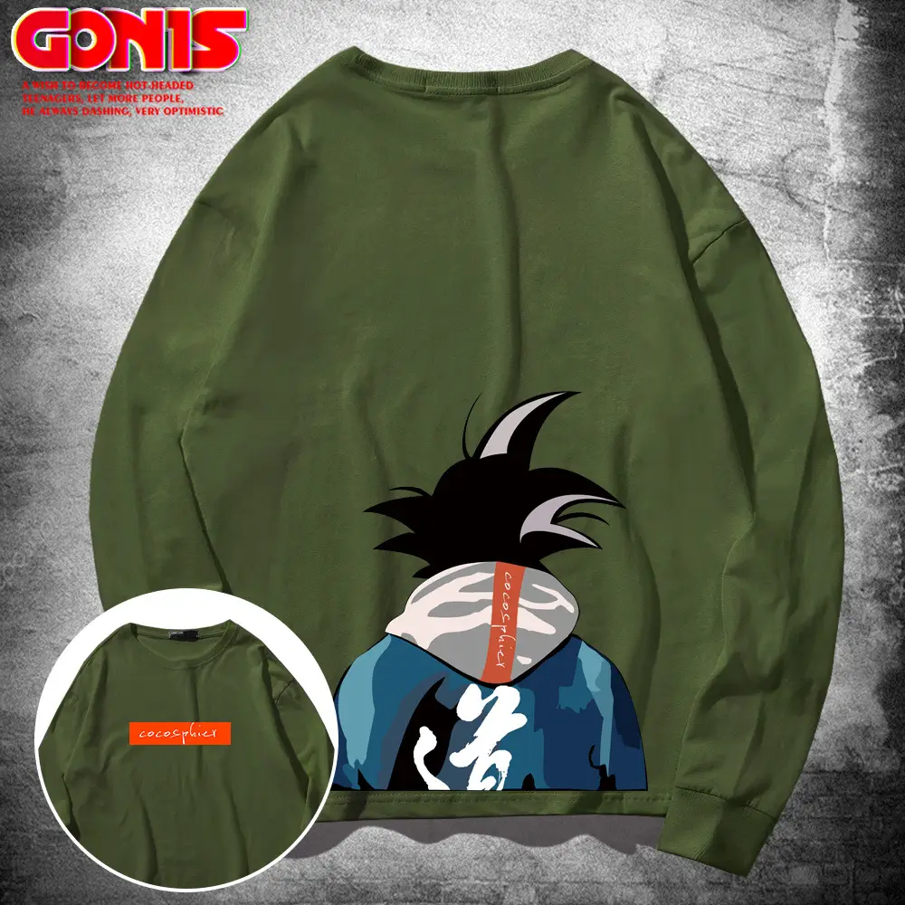 Men Long Sleeve T-Shirt Dragon Ball Graphic Yellow Cotton - Image 6