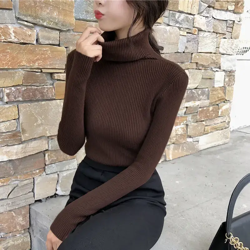 Women 2024 Turtleneck Sweater Gray Thickened Warm - Image 18