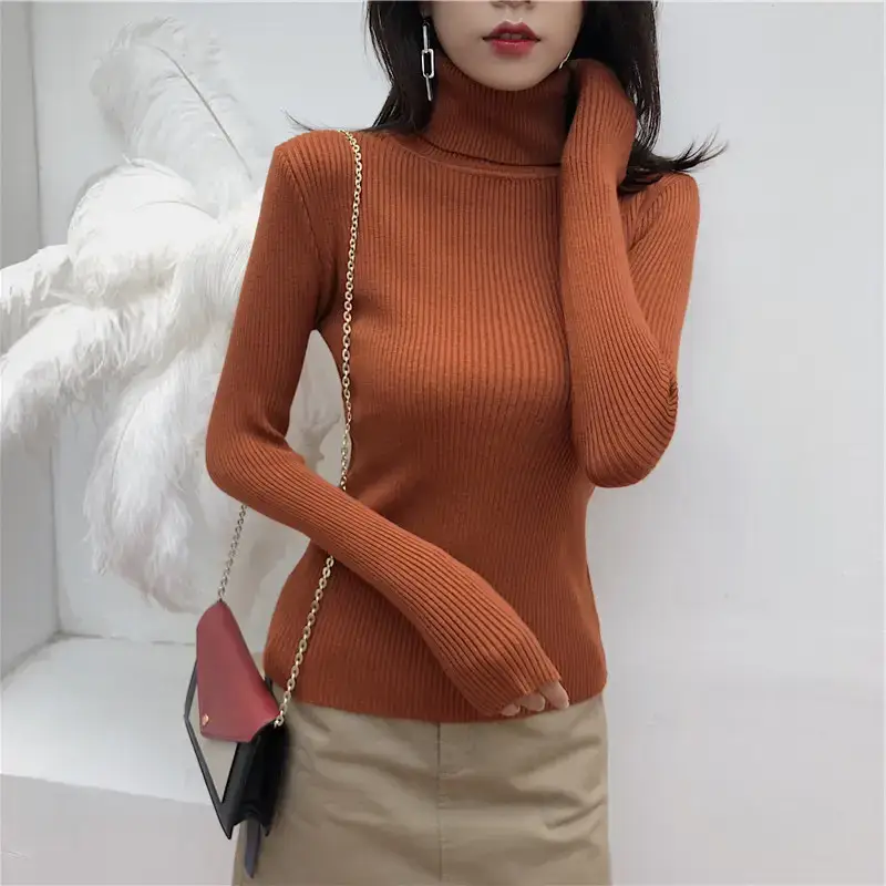 Women 2024 Turtleneck Sweater Gray Thickened Warm - Image 20