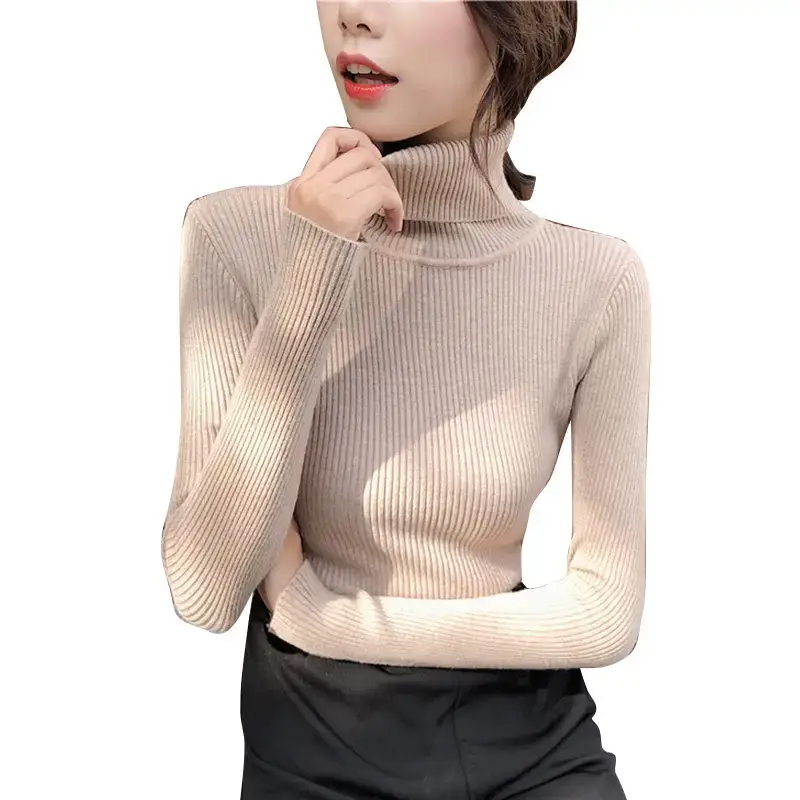 Women 2024 Turtleneck Sweater Gray Thickened Warm - Image 21