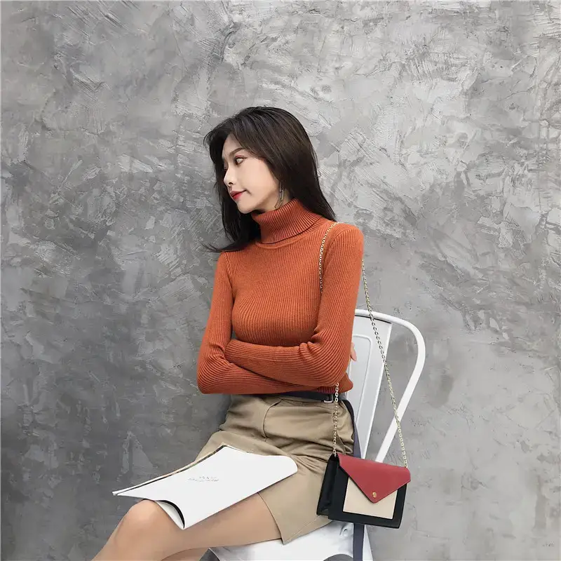 Women 2024 Turtleneck Sweater Gray Thickened Warm — feature 10