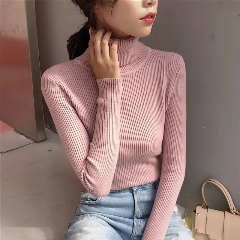 Women 2024 Turtleneck Sweater Gray Thickened Warm — feature 102