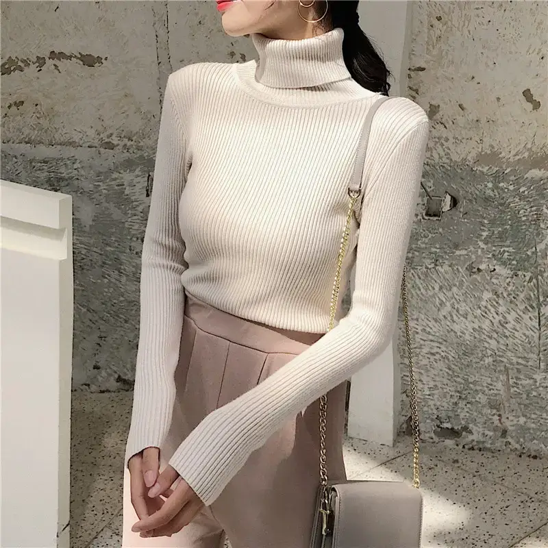 Women 2024 Turtleneck Sweater Gray Thickened Warm — feature 15