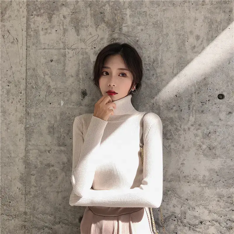 Women 2024 Turtleneck Sweater Gray Thickened Warm — feature 16