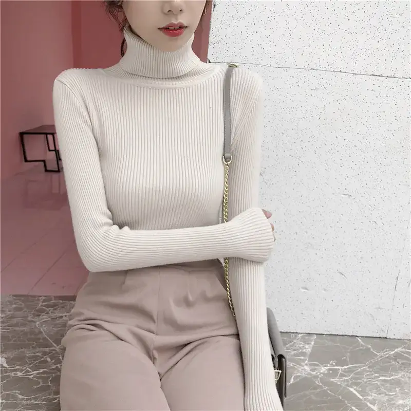 Women 2024 Turtleneck Sweater Gray Thickened Warm — feature 22