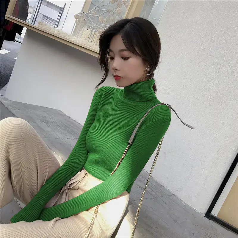 Women 2024 Turtleneck Sweater Gray Thickened Warm — feature 24