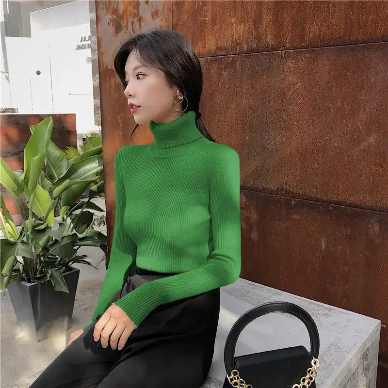 Women 2024 Turtleneck Sweater Gray Thickened Warm — feature 26