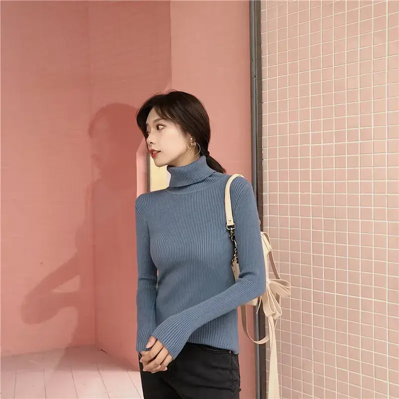 Women 2024 Turtleneck Sweater Gray Thickened Warm — feature 29