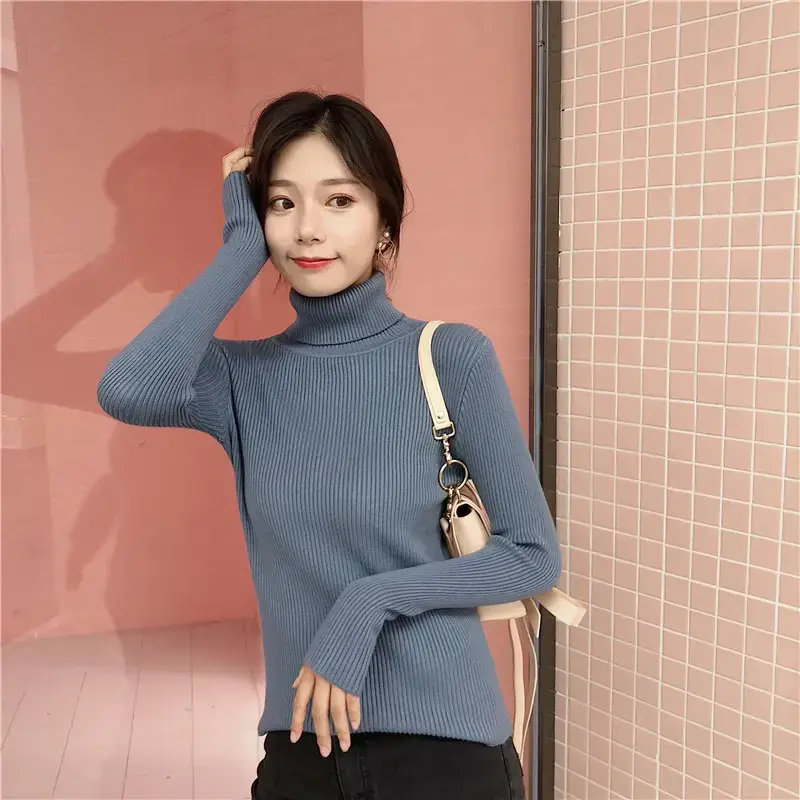 Women 2024 Turtleneck Sweater Gray Thickened Warm — feature 31