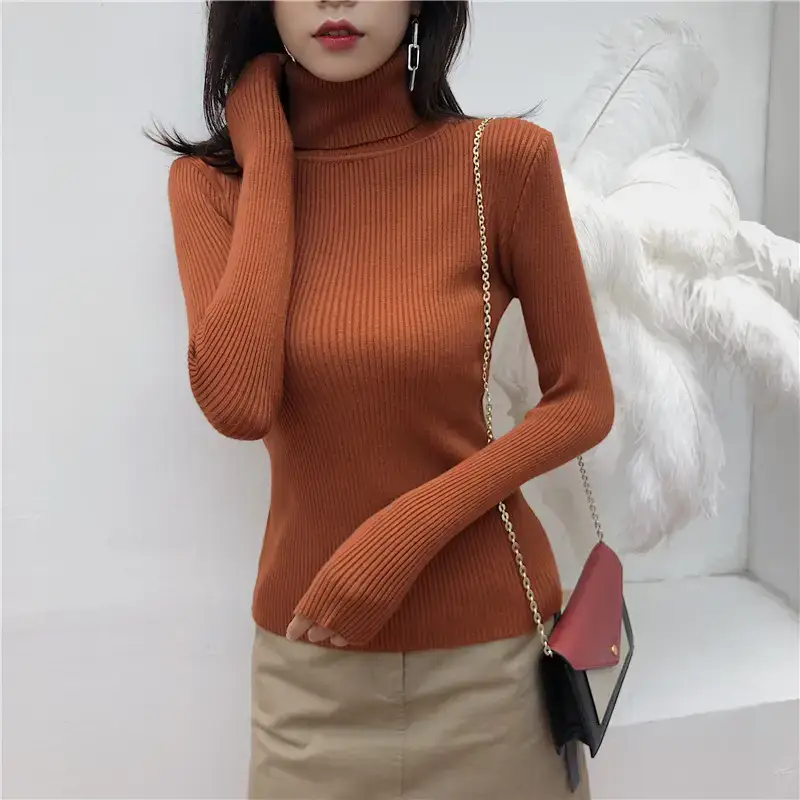 Women 2024 Turtleneck Sweater Gray Thickened Warm — feature 4