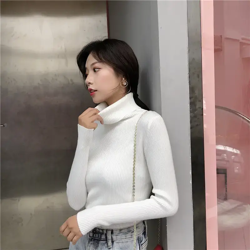 Women 2024 Turtleneck Sweater Gray Thickened Warm — feature 41