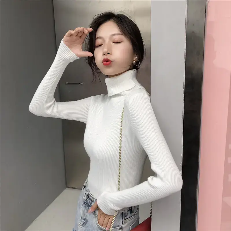 Women 2024 Turtleneck Sweater Gray Thickened Warm — feature 42