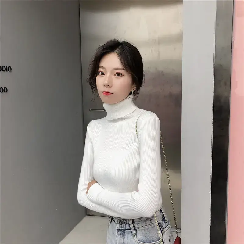 Women 2024 Turtleneck Sweater Gray Thickened Warm — feature 43