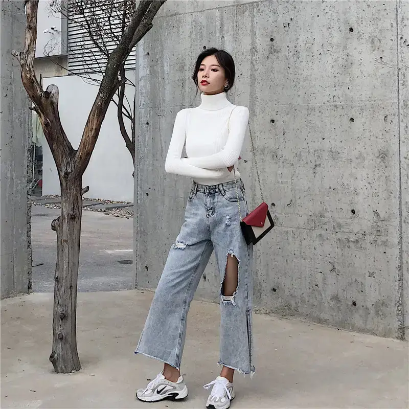 Women 2024 Turtleneck Sweater Gray Thickened Warm — feature 44