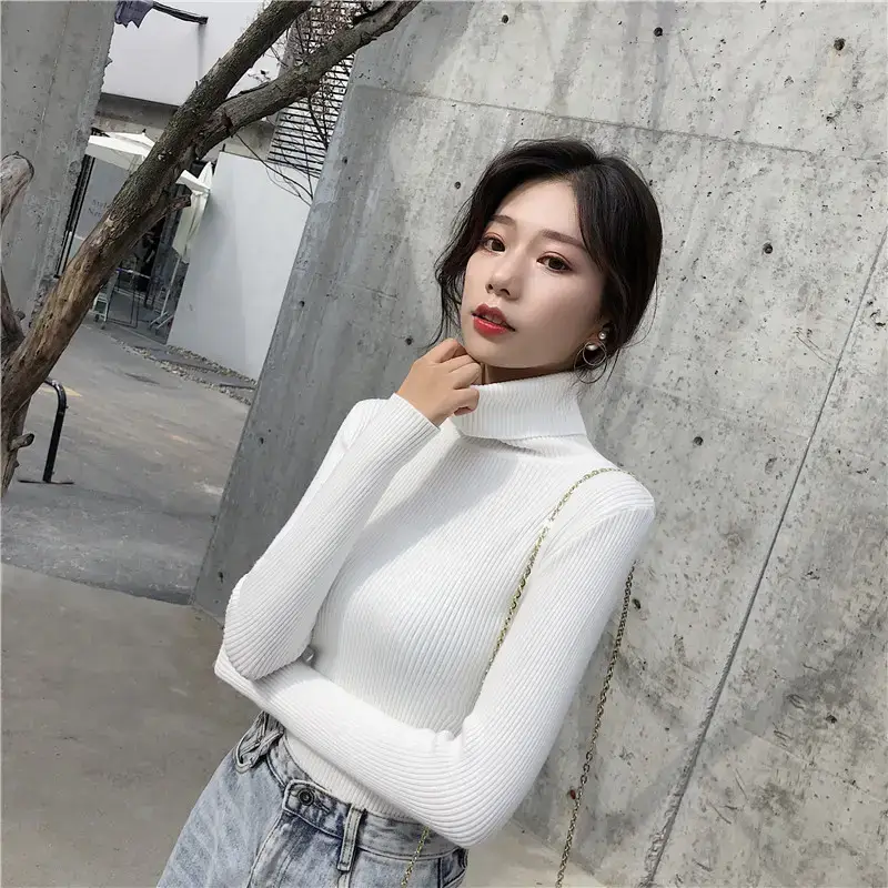 Women 2024 Turtleneck Sweater Gray Thickened Warm — feature 46