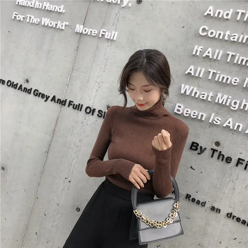 Women 2024 Turtleneck Sweater Gray Thickened Warm — feature 53